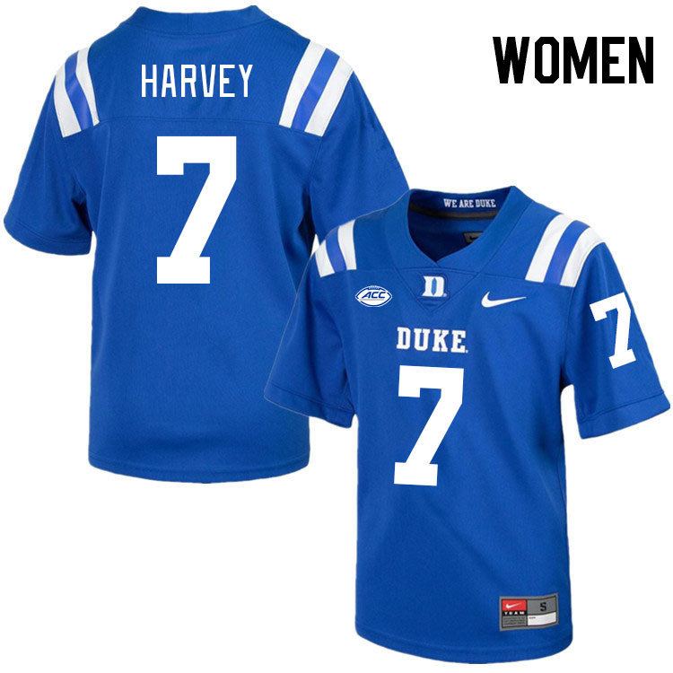 Women #7 Javon Harvey Duke Blue Devils College Football Jerseys Stitched-Royal